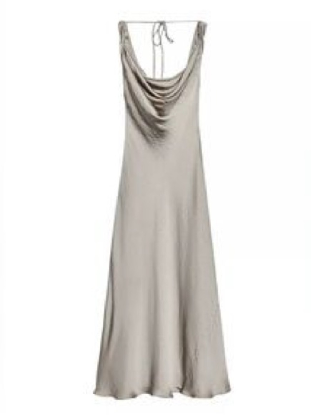 Zara satin cowl neck midi dress features a draped V-neckline medium nwt - Picture 2 of 5